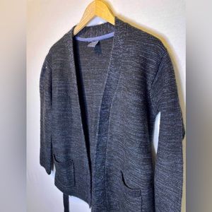 Gap M Belted Cardigan Sweater Marled Blue Black Heavyweight